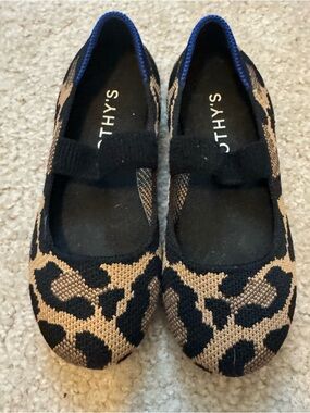 Rothy's Kids Mary Jane Shoes - Black and Brown Leopard Print